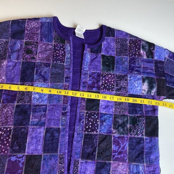 Purple Patchwork Womens Quilted Jacket Cottage Granny Core Peasant Handmade XL - Picture 7 of 10